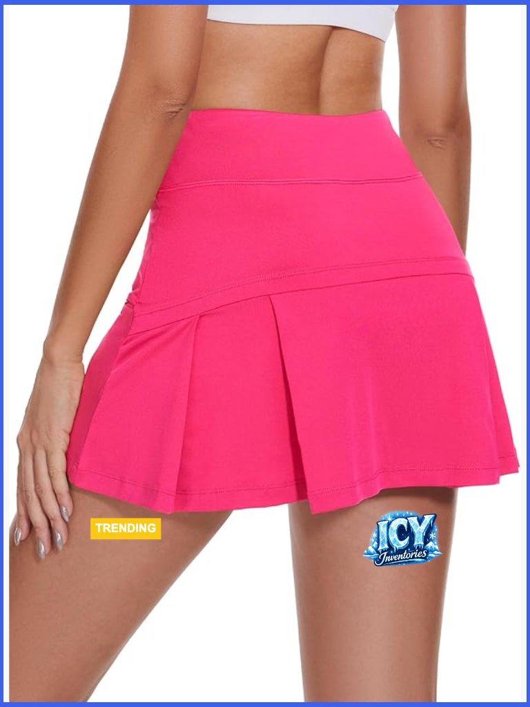 Pleated Tennis Skort With 3 Pockets, Mesh Shorts, Athletic Golf Skirt